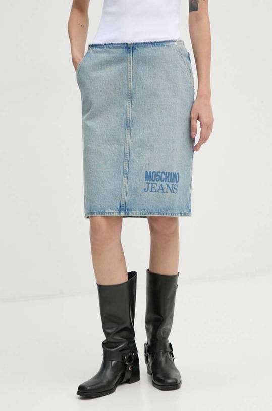 Moschino Jeans spódnica jeansowa nadruk niebieski 0106.8720