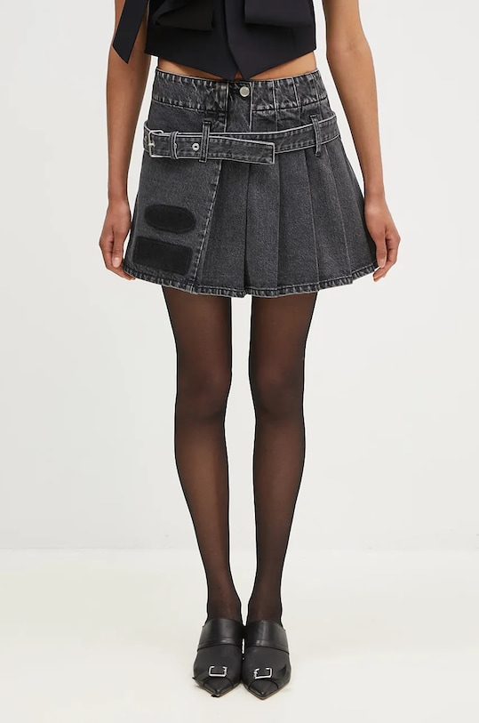 Džínová sukně AMBUSH Denim Pleats Skirt bavlna černá BWYF002F24DEN0011100