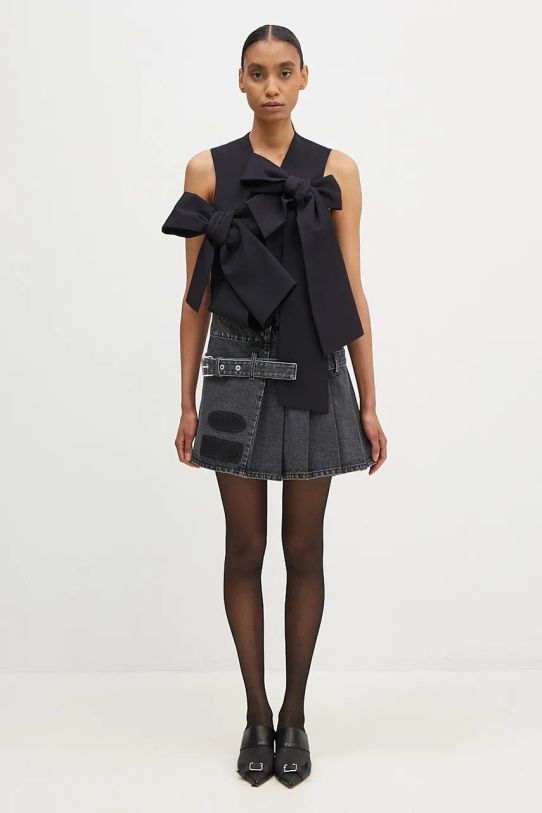 Džínová sukně AMBUSH Denim Pleats Skirt BWYF002F24DEN0011100 černá