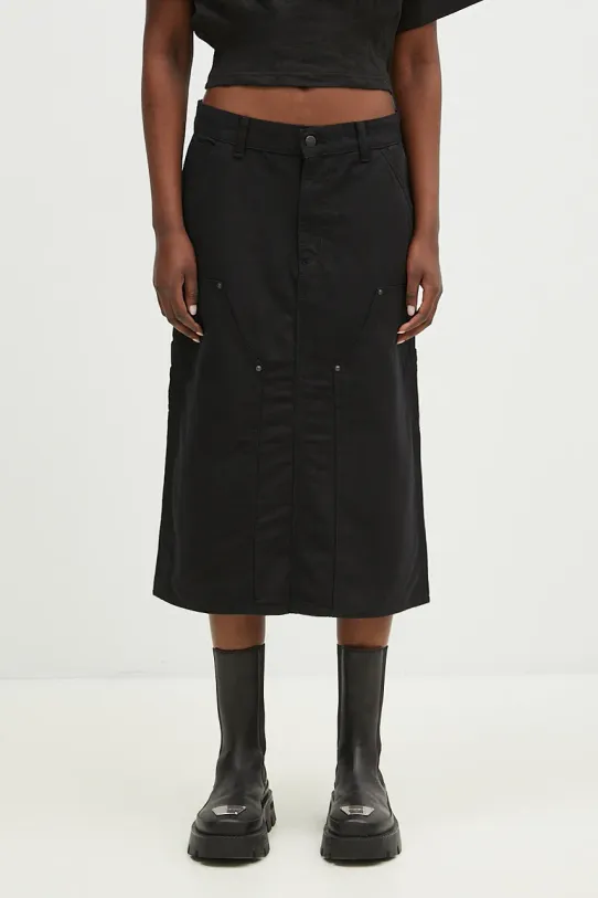 Бавовняна спідниця Carhartt WIP Double Knee Skirt гладкий чорний I033773.8902