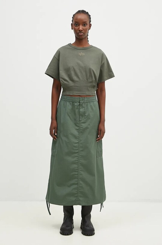 Βαμβακερή φούστα Carhartt WIP Cargo Skirt Long I033823.29N02 πράσινο