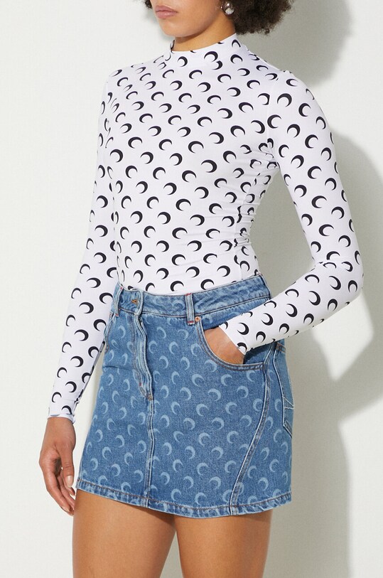 Marine Serre denim skirt Moon Laser Denim Mini Skirt blue WSK057A