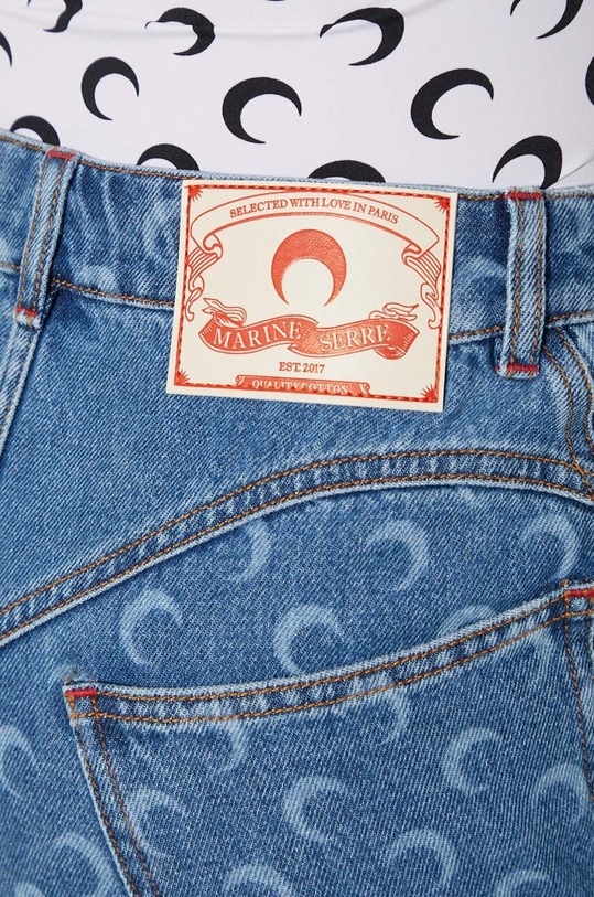 Marine Serre denim skirt Moon Laser Denim Mini Skirt WSK057A blue