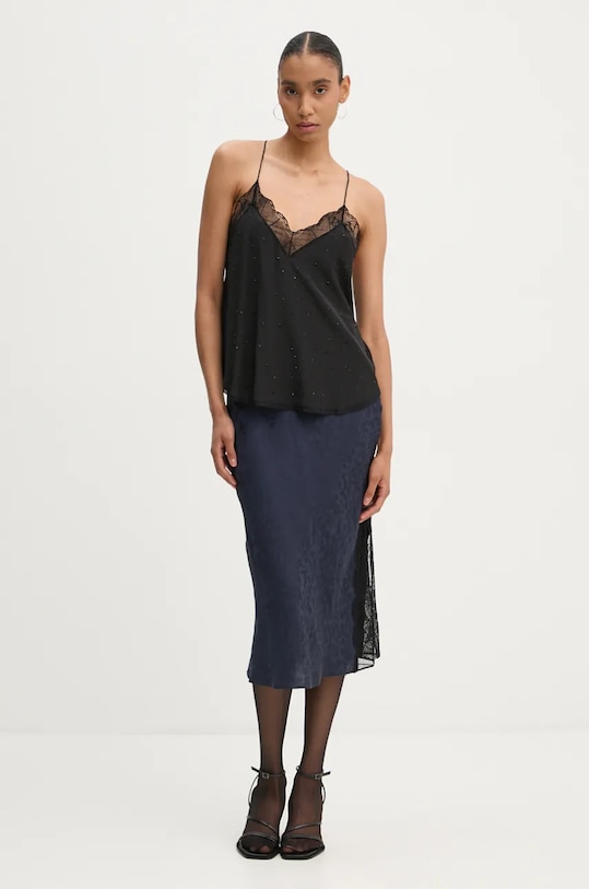 ZADIG&VOLTAIRE spódnica jedwabna WWSK00394 granatowy AW24