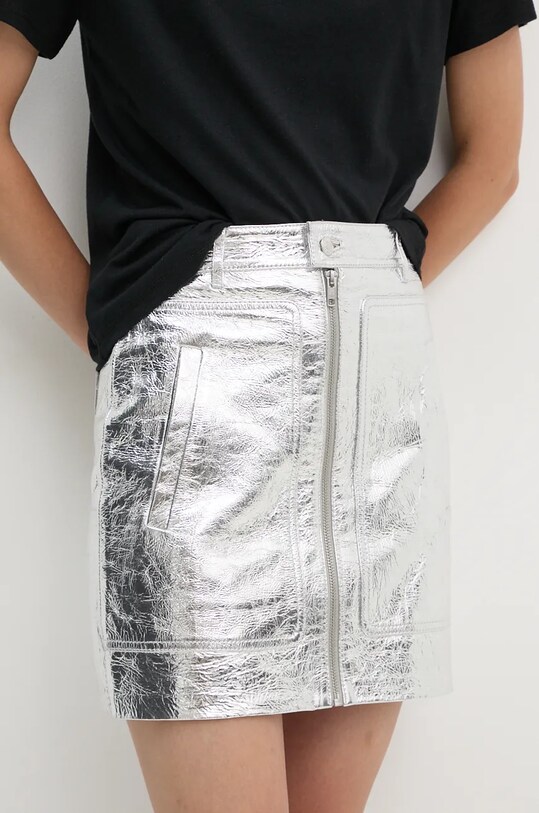 Шкіряна спідниця ZADIG&VOLTAIRE casual срібний RWSK00005
