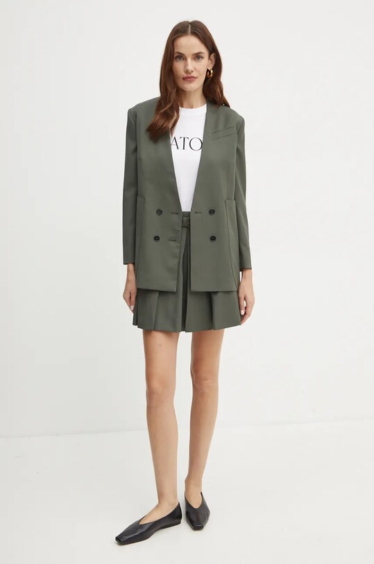 Шерстяная юбка Patou SK0710103 зелёный AW24
