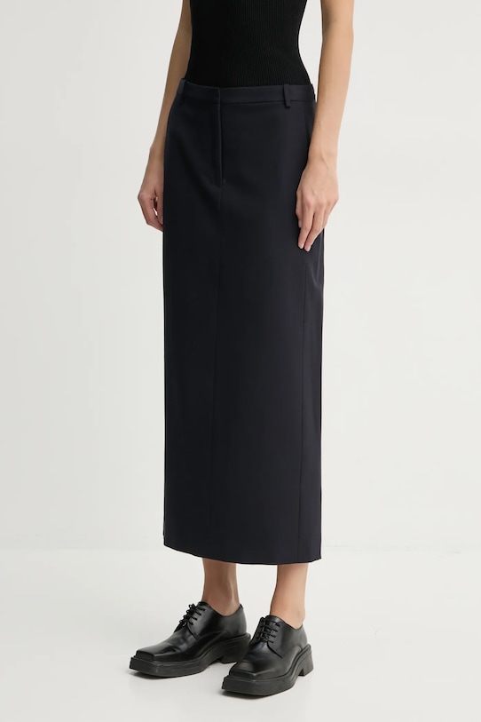 Theory spódnica z domieszką wełny z elastanem granatowy O0801304