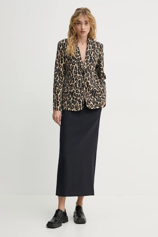 Theory spódnica z domieszką wełny O0801304 granatowy AW24