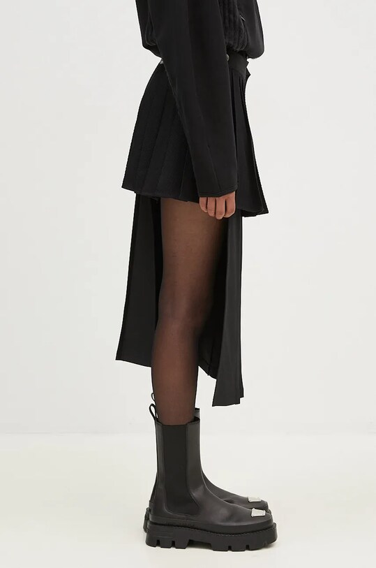 Andersson Bell fusta de lana Double Pleated Wrap Skirt negru apa772w