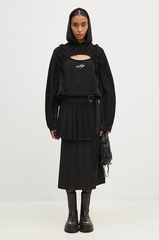 Andersson Bell fusta de lana Double Pleated Wrap Skirt apa772w negru