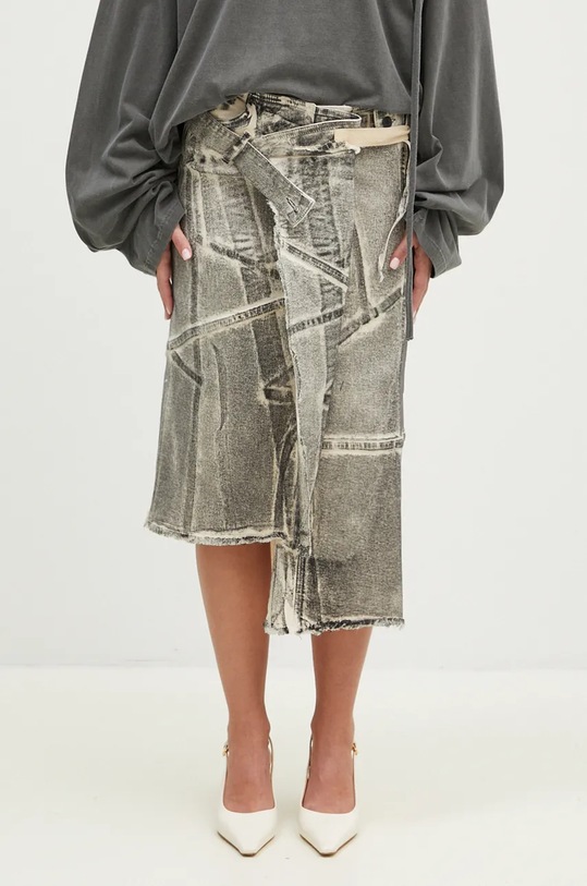 Džínová sukně Ottolinger Denim Wrap Skirt s elastanem černá 1170404921