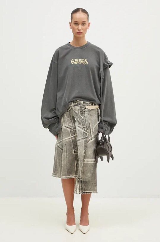 Džínová sukně Ottolinger Denim Wrap Skirt 1170404921 černá