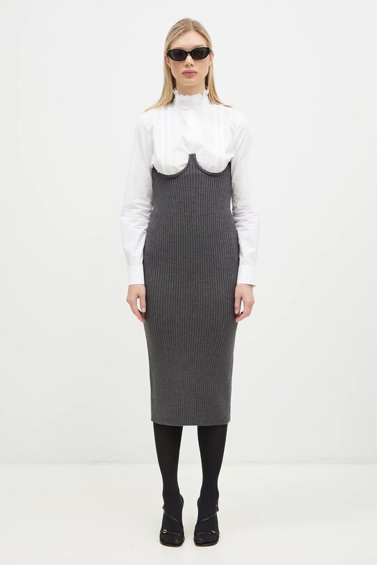 Шерстяная юбка Sportmax Ape1234 2422306023600 серый