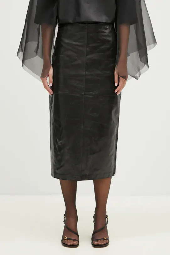 Sportmax leather skirt Bairo genuine leather black 2422406012600