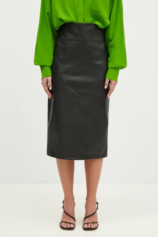 Sportmax spódnica skórzana Albio1234 skóra naturalna czarny 2422406033600