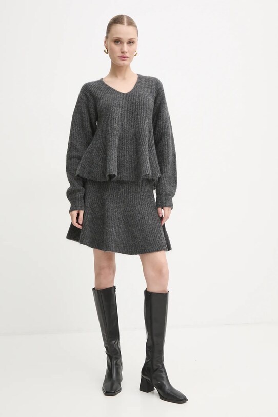 By Malene Birger spódnica wełniana DOX 102525 szary AW24