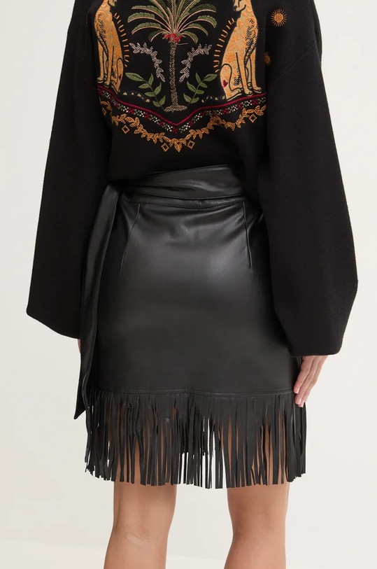 Одяг Спідниця Never Fully Dressed Vegan Leather Mini Fringe Jaspre NFDSK591 чорний