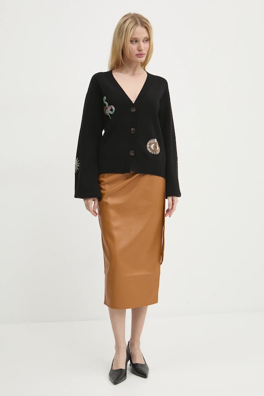 Юбка Never Fully Dressed Vegan Leather Jaspre Skirt NFDSK473 коричневый AW24