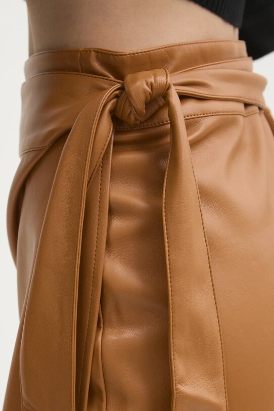 Never Fully Dressed fustă Vegan Leather Jaspre Skirt maro NFDSK473