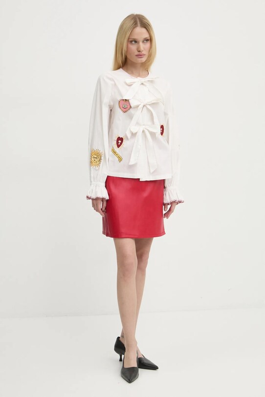 Never Fully Dressed fusta Vegan Leather Mini Jaspre Skirt NFDSK540 rosu AW24