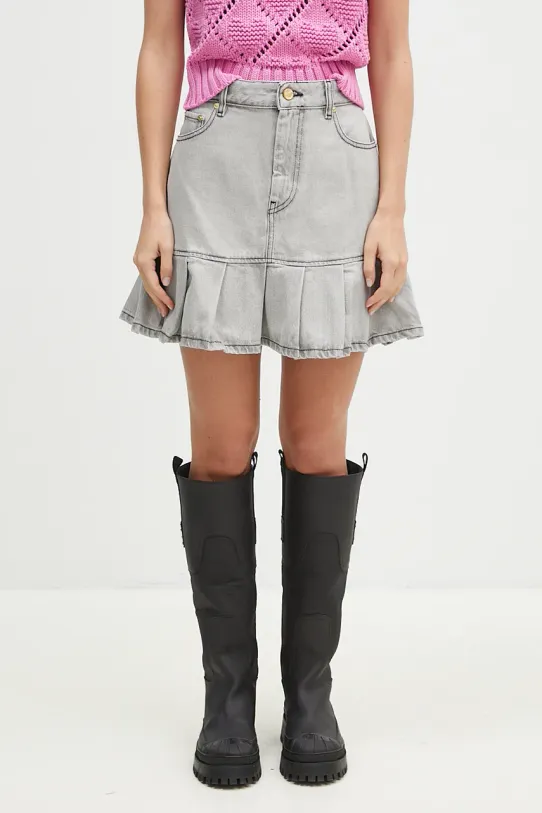 Джинсовая юбка GANNI Future Denim Pleated Mini Skirt casual серый J1550