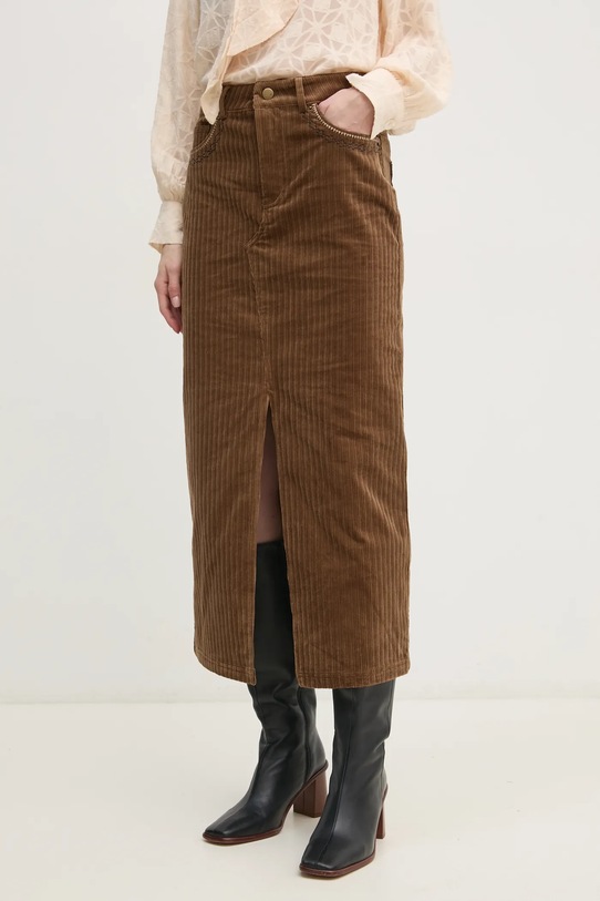 Hoss Intropia fustă din velur uni maro 8428073