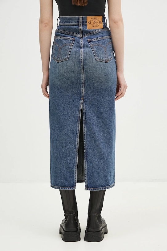 Îmbrăcăminte Fiorucci fustă din denim din bumbac Denim Midi W01FPDSK176DN01DN02 albastru