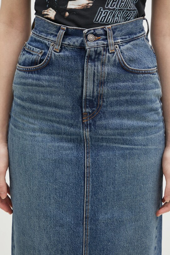 Pamučna traper suknja Fiorucci Denim Midi mornarsko plava W01FPDSK176DN01DN02