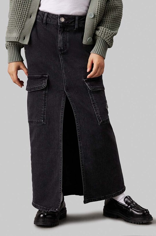Fete Calvin Klein Jeans fustă din denim pentru copii IG0IG02520.9BYH. negru