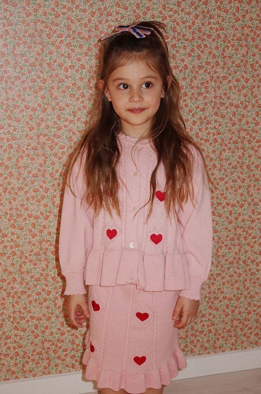 Konges Sløjd spódnica bawełniana dziecięca SOLEIL KNIT SKIRT GOTS rozkloszowany różowy KS101688