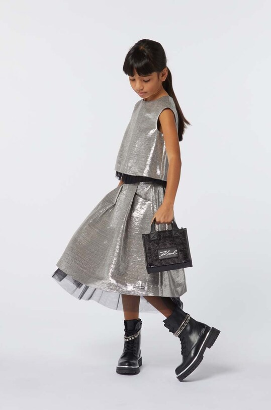 Karl Lagerfeld spódnica dziecięca midi srebrny Z30200.156.162