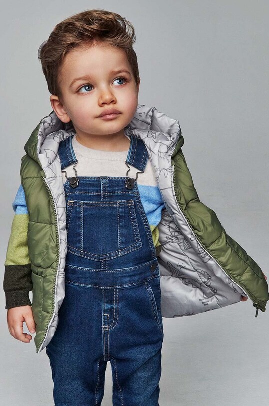 Detské nohavice na traky Mayoral Ogrodniczki soft denim tmavomodrá 2637.3D.Baby.9BYH