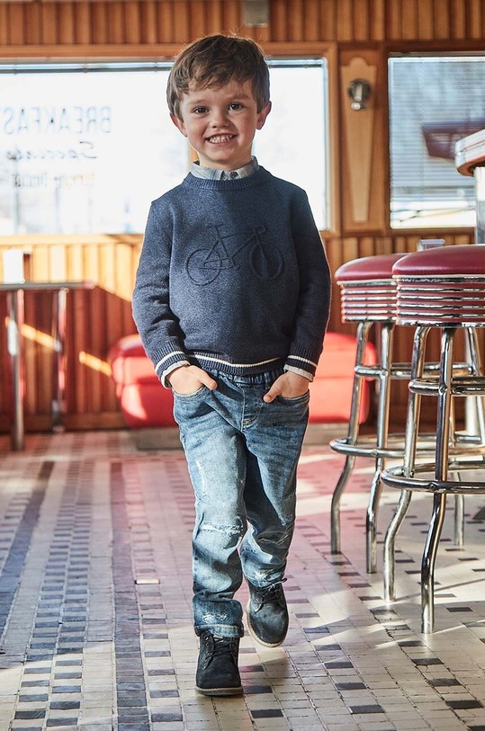 Dětské rifle Mayoral Joggery denim abraded džíny modrá 4538.5F.Mini.9BYH