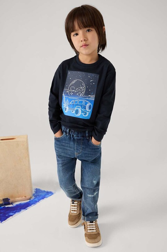 Dětské rifle Mayoral Joggery denim abraded 4538.5F.Mini.9BYH modrá