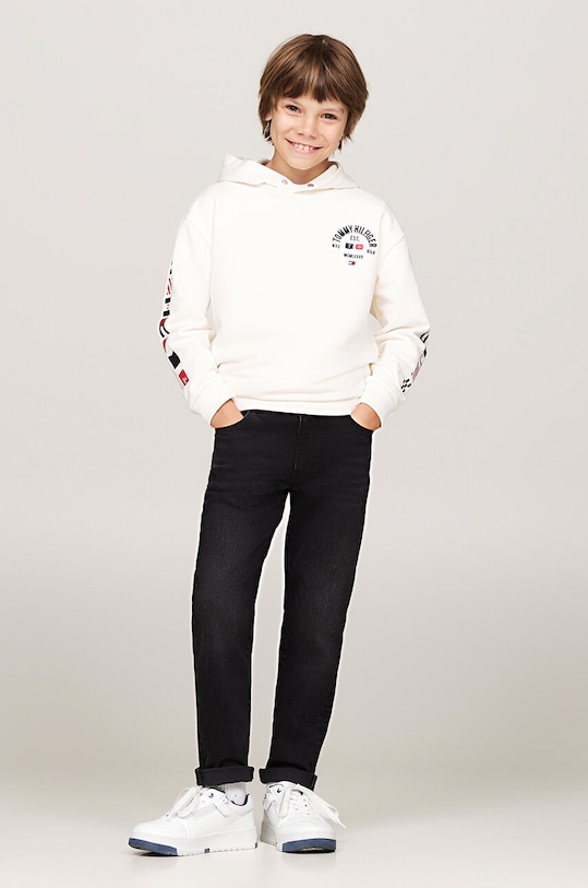 Dječje traperice Tommy Hilfiger MODERN STRAIGHT bez uzorka crna KB0KB09179.9BYH.128.176