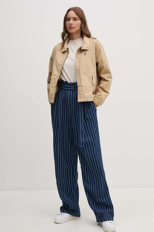 Λινό παντελόνι Polo Ralph Lauren 211934938 σκούρο μπλε AW24
