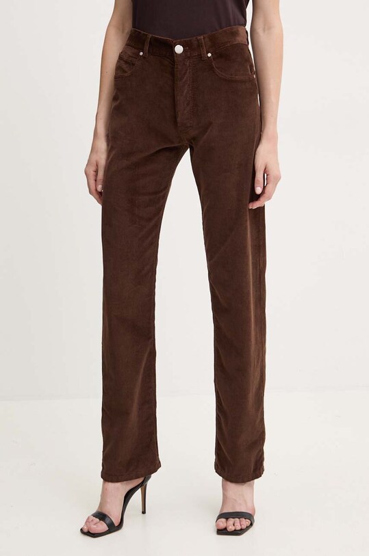 Pinko pantaloni de catifea cord drept maro 103882.A20R