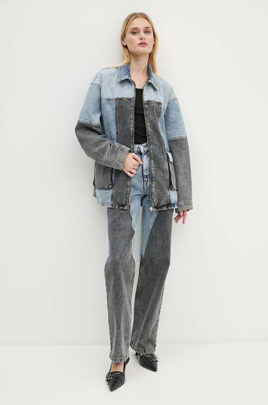 Rotate jeansy Straight Patchwork Jeans 1128191603 niebieski AW24
