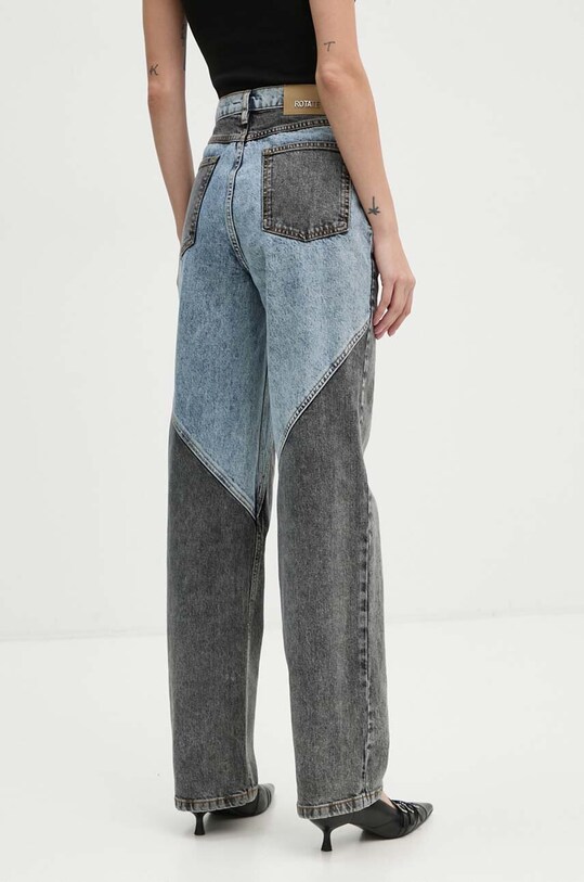 Odzież Rotate jeansy Straight Patchwork Jeans 1128191603 niebieski