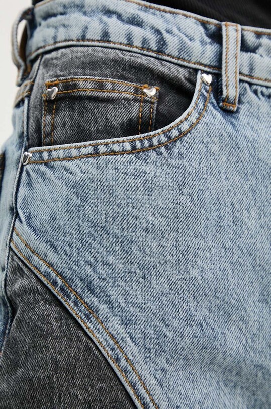 Rotate jeansy Straight Patchwork Jeans 1128191603 niebieski