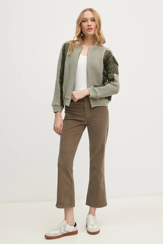 United Colors of Benetton pantaloni de catifea cord 41ULDE01G verde AW24