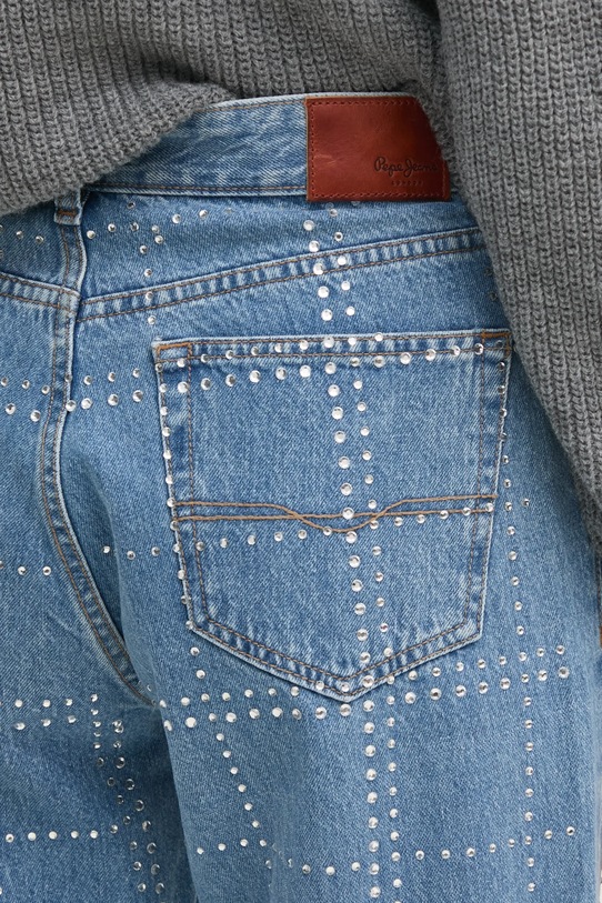 Rifle Pepe Jeans STRAIGHT JEANS HW GLITTER modrá PL204832