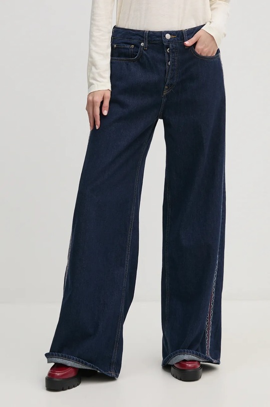 Pepe Jeans jeansy WIDE LEG JEANS MW CRAFT granatowy PL204839