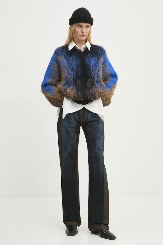 Odzież Y/Project jeansy YP TROMPE L'OEIL JEANS 207PA019 granatowy