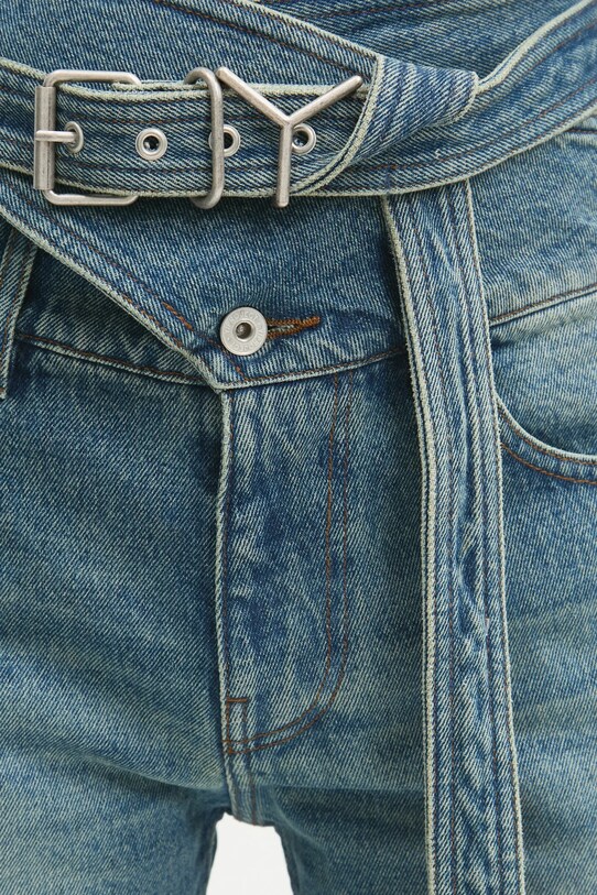Y/Project jeans WRAP BELT JEANS albastru 107PA006