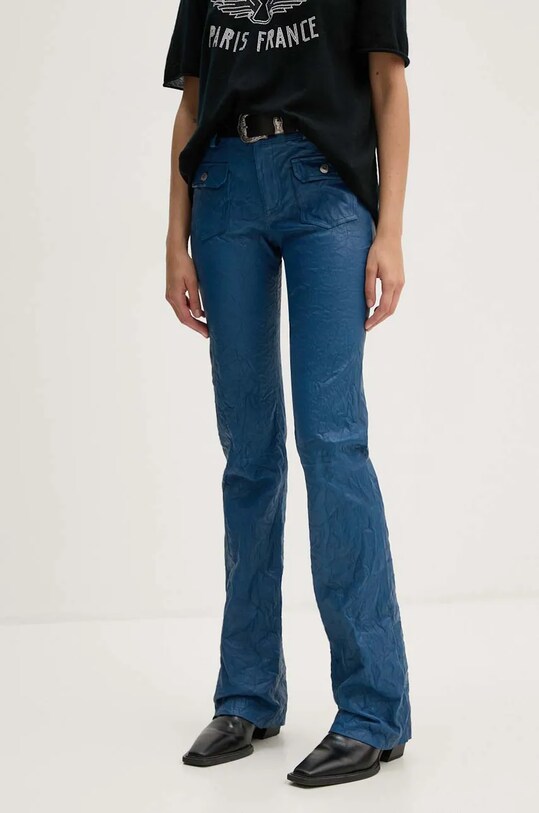 ZADIG&VOLTAIRE pantaloni de piele low albastru RWPA00066