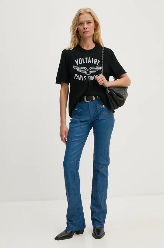 ZADIG&VOLTAIRE pantaloni de piele RWPA00066 albastru AW24