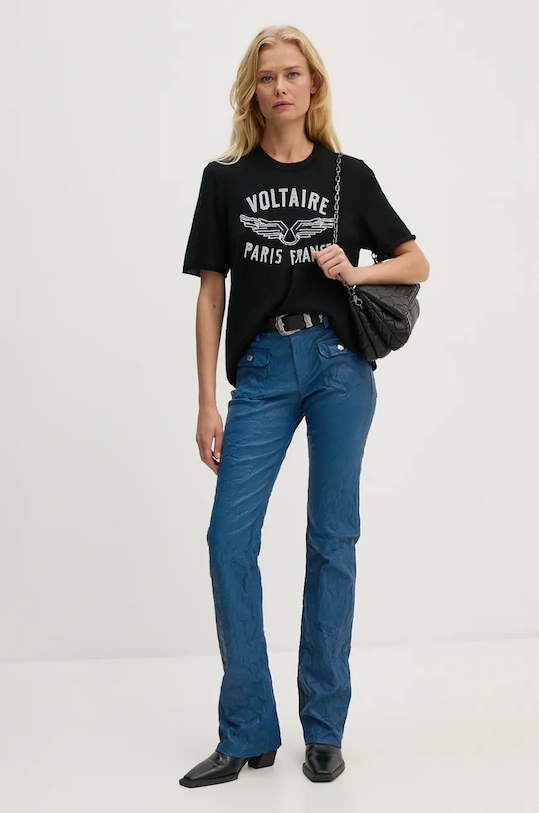 Шкіряні штани ZADIG&VOLTAIRE RWPA00066 блакитний AW24