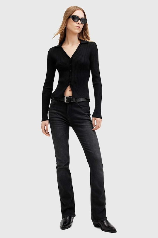 AllSaints blugi din bumbac HALDAN SLIM BOOTCUT negru W061EB