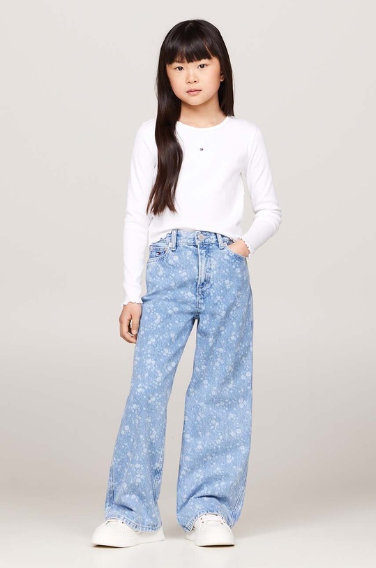 Dětské rifle Tommy Hilfiger MABEL FLOWER DENIM Planet friendly modrá KG0KG08016.9BYH.128.176